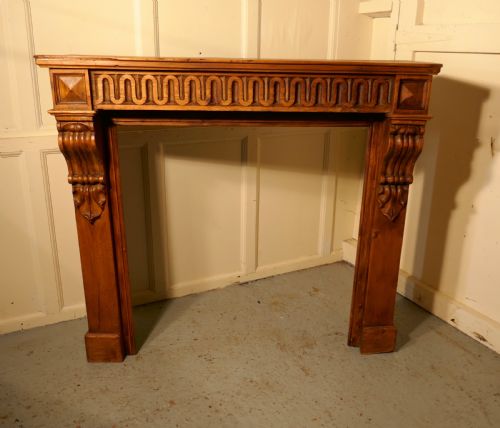 French Stripped Pine Fireplace