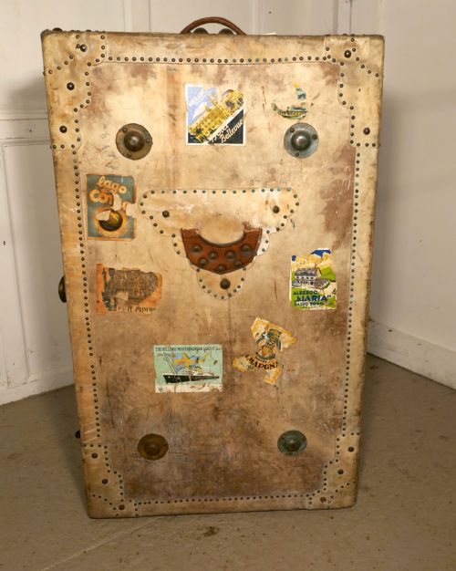 Fitted Steamer Trunk or Cabin Wardrobe, Portmanteau in Vellum