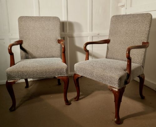 fig 3. A pair of Elegant Edwardian Tweed Upholstered Fireside Chairs