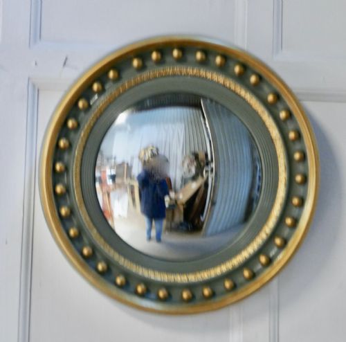 fig 2. French Convex  Green and Gold Wall Mirror 