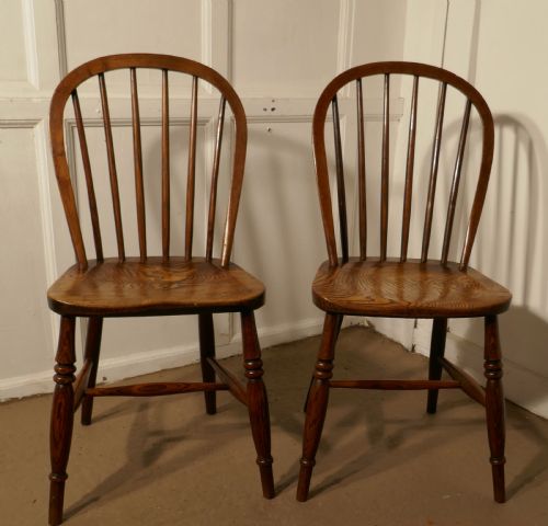 A Pair of Solid Ash Windsor Hoop Back Chairs