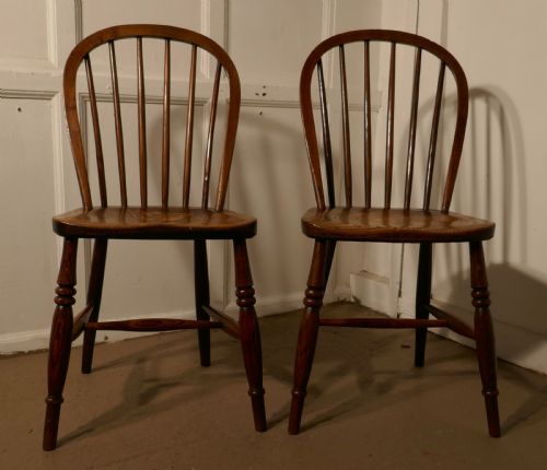 fig 1. A Pair of Solid Ash Windsor Hoop Back Chairs
