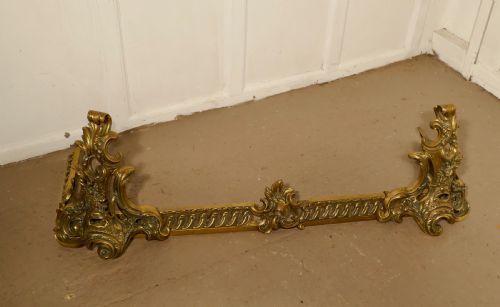 fig 3. Large French Rococo Brass Extending Fender with Decorative Chenets 