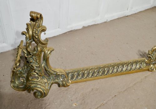 fig 4. Large French Rococo Brass Extending Fender with Decorative Chenets 