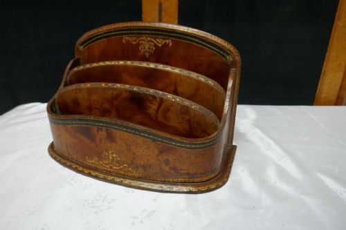 A Charming Tooled Leather Stationary or Letter Box