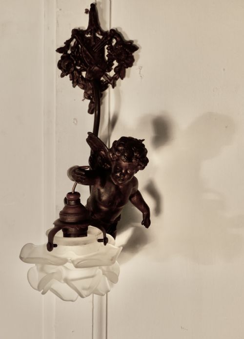fig 1. A Pretty French Ormolu Cherub Wall Light