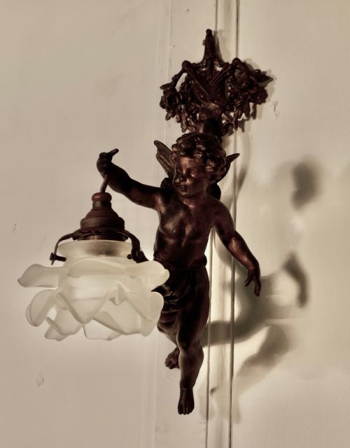 fig 2. A Pretty French Ormolu Cherub Wall Light