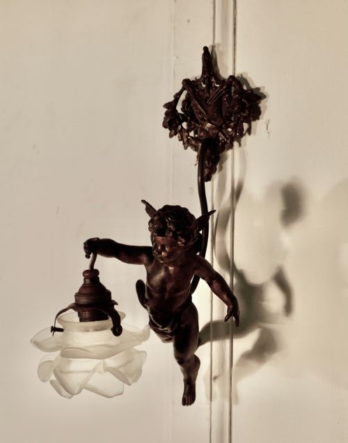fig 3. A Pretty French Ormolu Cherub Wall Light
