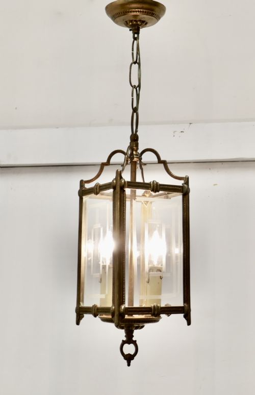 fig 3. Superb Quality Art Deco French Brass and Etched Glass Lantern,