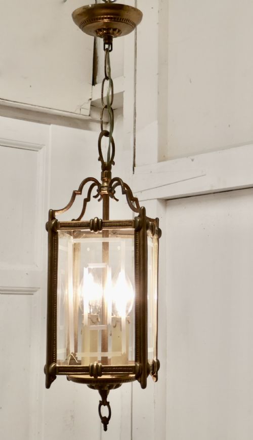 fig 4. Superb Quality Art Deco French Brass and Etched Glass Lantern,