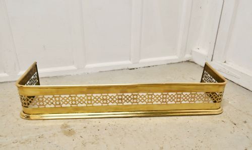 Long Victorian Pierced Brass Fender