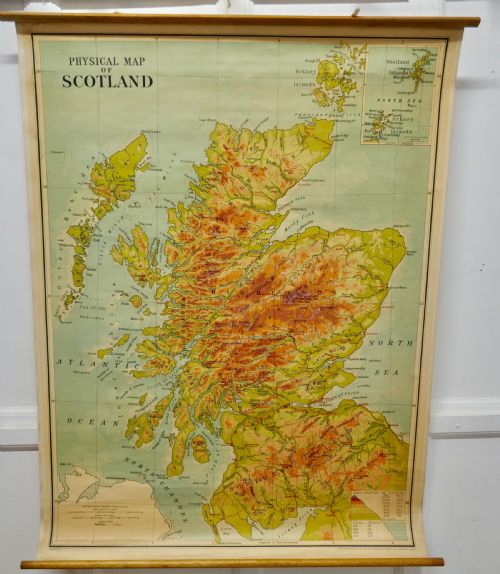 Large University Chart “Physical Map of Scotland” by Bacon