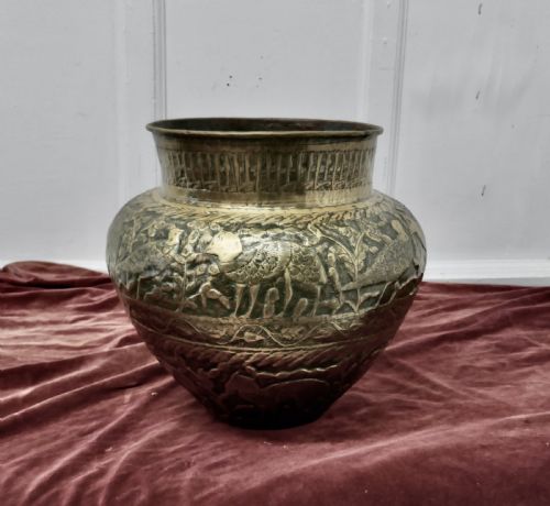 Large 19th Century North African Brass Jardiniere Pot