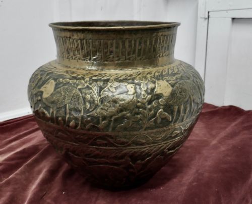 fig 1. Large 19th Century North African Brass Jardiniere Pot