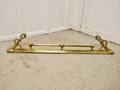 Large Victorian Art Nouveau Brass Fender