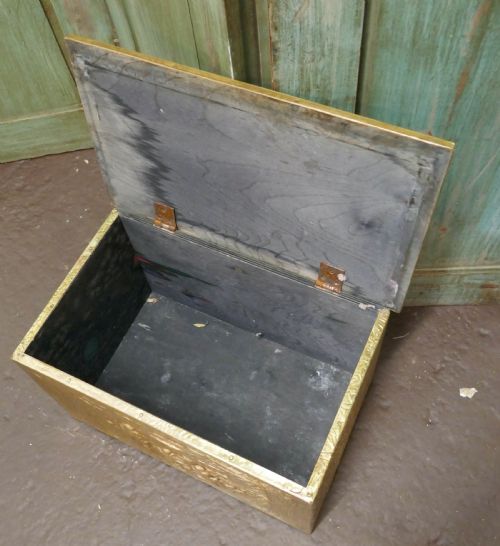 fig 3. Embossed Brass Log or Coal Box with Tavern Scenes
