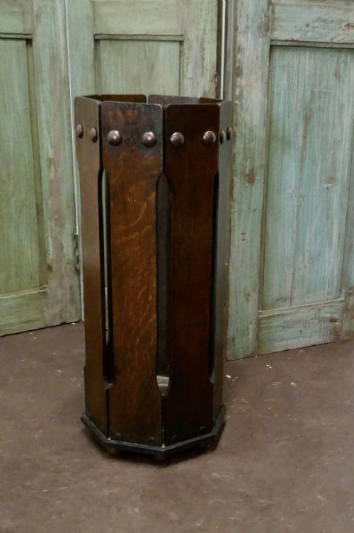 Arts & Crafts Oak Umbrella and Stick Stand