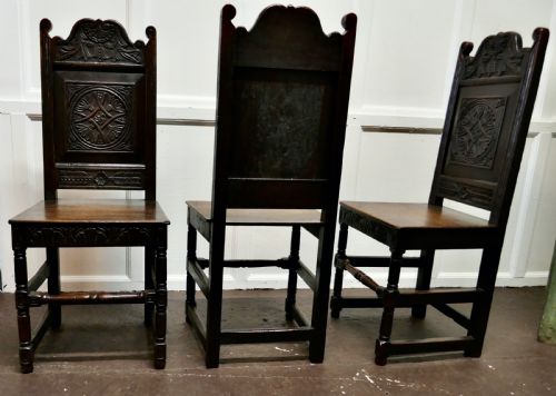 fig 2. Set of 6 19th Century Gothic Oak Celtic Design Country Chairs