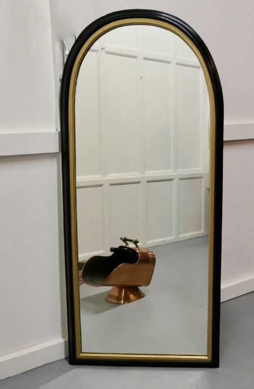 fig 1. Tall 19th Century Black and Gold Arch Top Wall Mirror