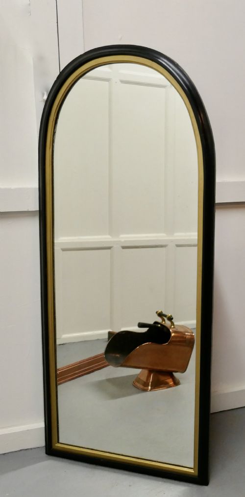 fig 2. Tall 19th Century Black and Gold Arch Top Wall Mirror