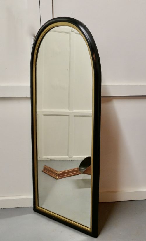 fig 3. Tall 19th Century Black and Gold Arch Top Wall Mirror