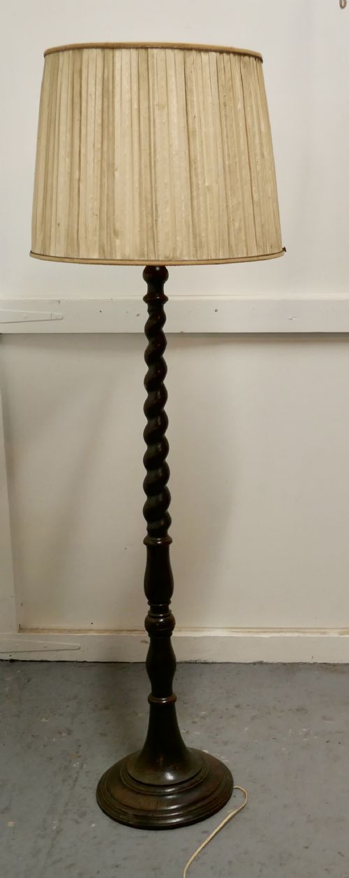 fig 2. Barley Twist Floor Standing Standard Oak Lamp