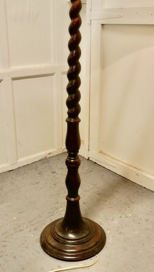 fig 3. Barley Twist Floor Standing Standard Oak Lamp