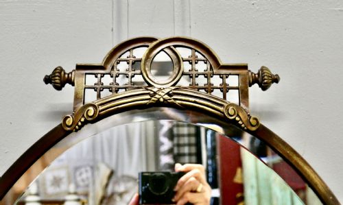 fig 2. Long Oval Art Deco Brass Wall Mirror