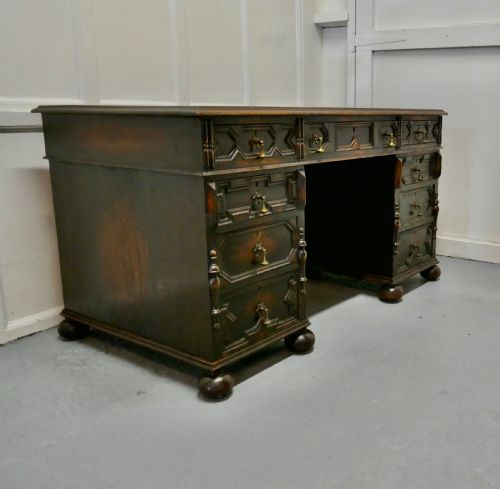 fig 2. Victorian Carved Oak Pedestal Desk,