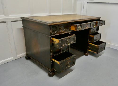 fig 3. Victorian Carved Oak Pedestal Desk,