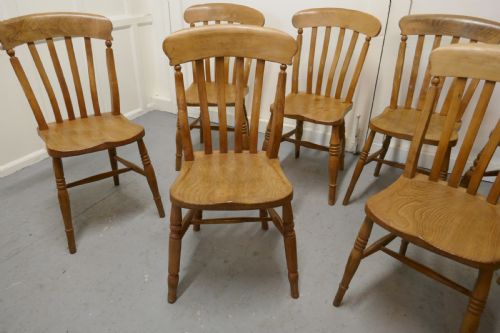 fig 4. A Harlequin Set of 8 Beech & Elm Country Kitchen Dining Chairs