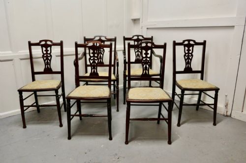 Set of 6 Elegant Edwardian Upholstered Dining Chairs