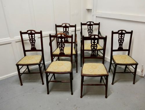 fig 1. Set of 6 Elegant Edwardian Upholstered Dining Chairs