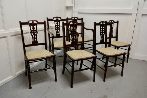 fig 2. Set of 6 Elegant Edwardian Upholstered Dining Chairs
