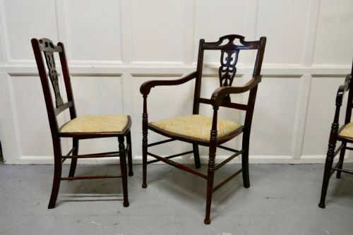 fig 3. Set of 6 Elegant Edwardian Upholstered Dining Chairs