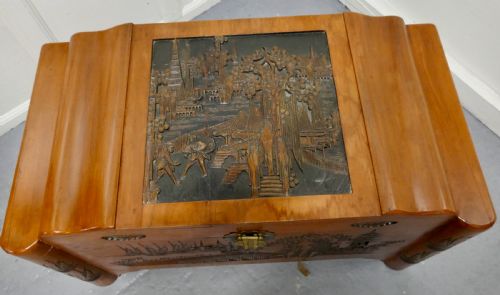 fig 2. Art Deco Oriental Carved Camphor Wood Chest