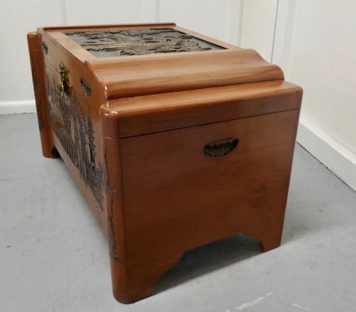 fig 3. Art Deco Oriental Carved Camphor Wood Chest
