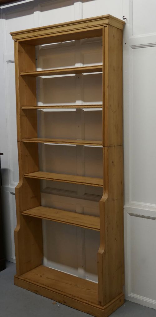 fig 3. Tall Victorian Stripped Pine Open Bookcase.