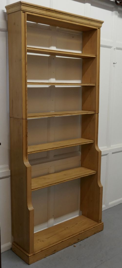 fig 4. Tall Victorian Stripped Pine Open Bookcase.
