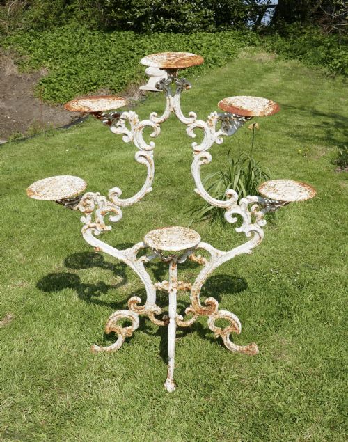 Weathered Cast Iron 6 Branch Plant Stand.