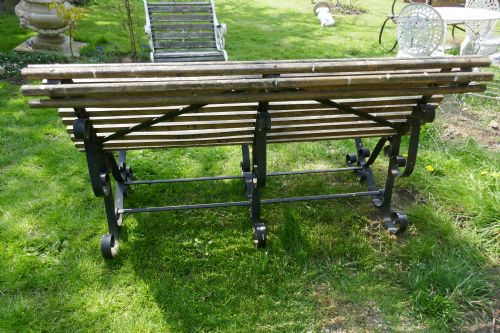 fig 2. Weathered Oak Scroll Steamer Bench, Lichen Covered by ATLAS