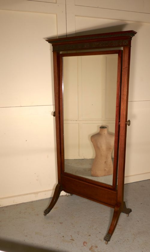 fig 1. Large Victorian Mahogany Cheval Mirror
