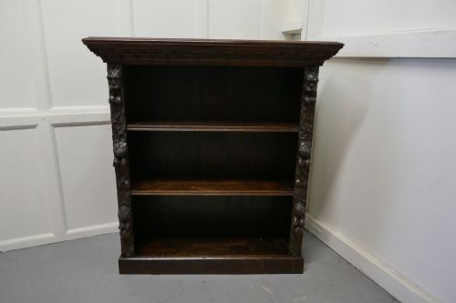 Victorian Green Man Gothic Open Bookcase.