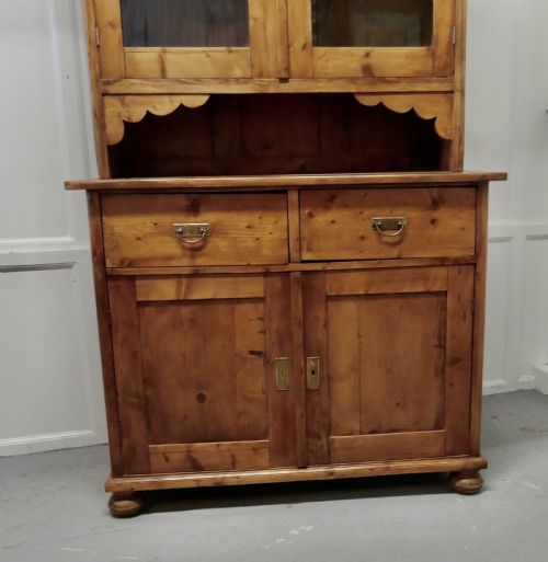 fig 1. 19th Century French Pine Farmhouse Kitchen Glazed Dresser