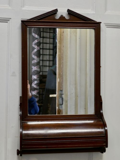Victorian Mahogany Bathroom Wall Mirror with Towel Rail