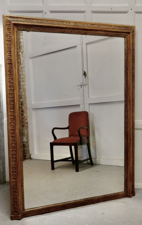 Very Large French Gilt Overmantel or Over Mantle Mirror