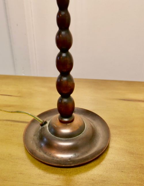 fig 1. Arts and Crafts Bobbin Twist Column Copper Table Lamp