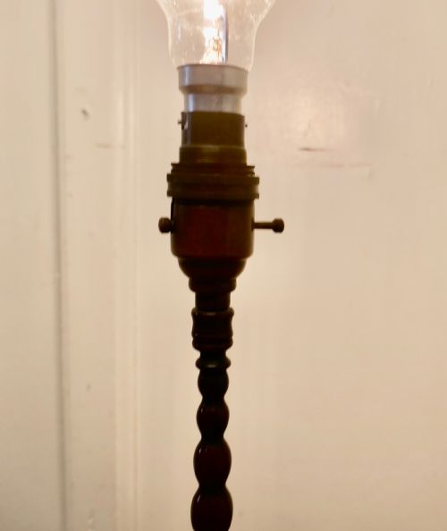 fig 2. Arts and Crafts Bobbin Twist Column Copper Table Lamp