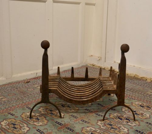 fig 1. 19th Century Inglenook Fire Grate on Andirons