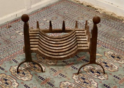 fig 2. 19th Century Inglenook Fire Grate on Andirons